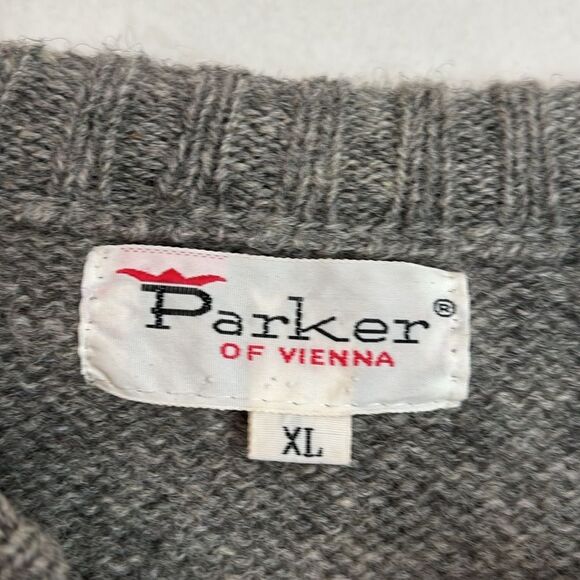 Parker of Vienna Vintage men’s 100% Shetland wool argyle preppy knit sweater XL - Picture 5 of 8